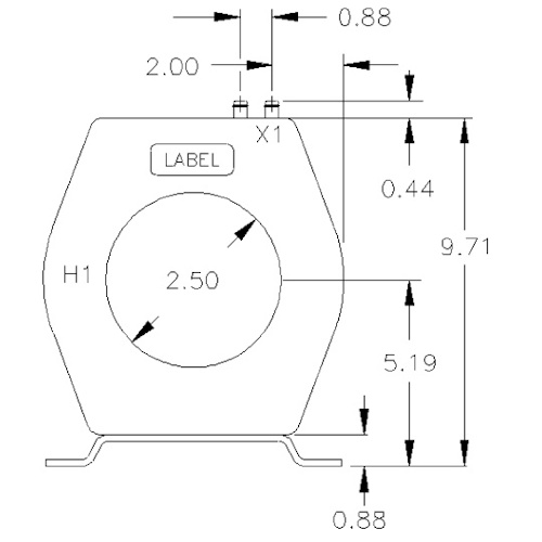 Model 200 Dimensions Front ITI