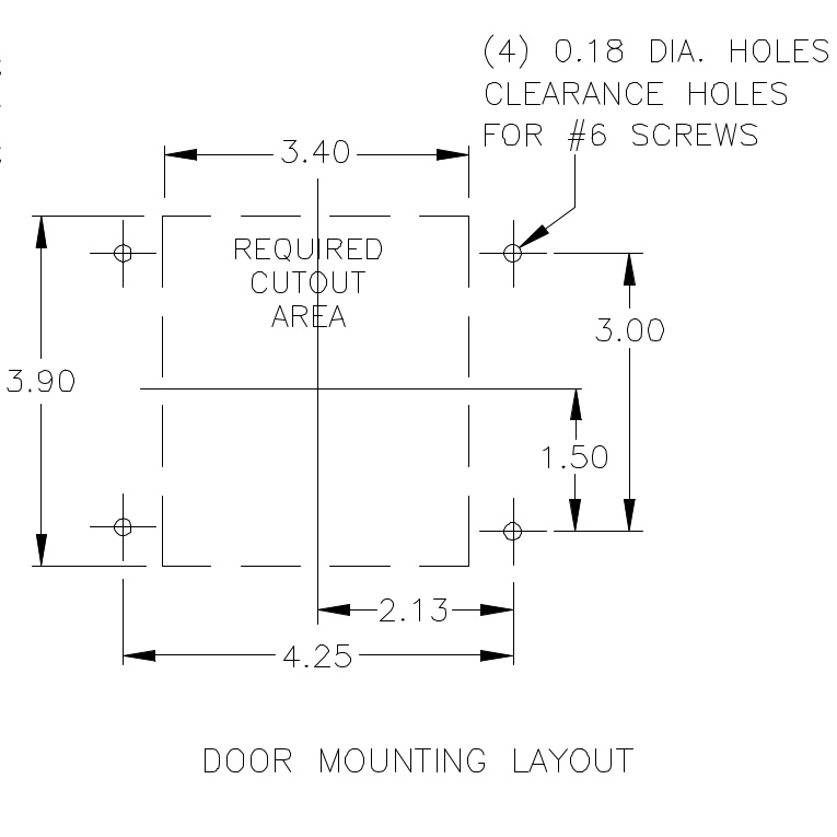 SPVRB-120 Door Mount Dimensions